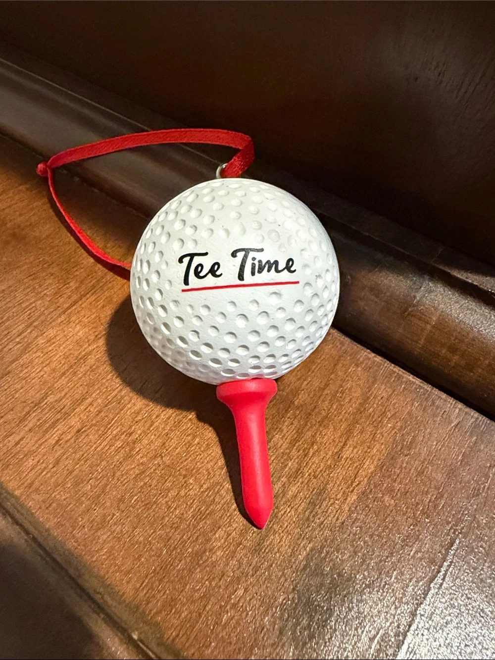 Hallmark Tee Time White and Red Golf Ball Ornament